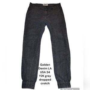 y2K Golden Denim Jeans 34 drop crotch grey USA EUC